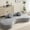 Gray, variant on Pink Point-shaped Corduroy Curved Couch / Cozy Seating in Bedroom or Living Room