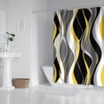 thumbnail image 4 of Black and Yellow Shower Curtain, Abstract Modern Grey and Yellow Bathroom Decor Accessories Shower Curtain Set with Hooks, 72x72, 4 of 4