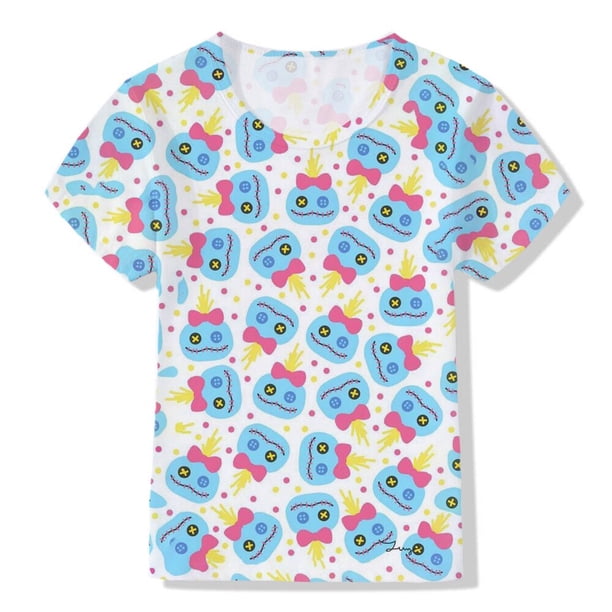 Lilo de Disney & Stitch niños verano camiseta niñas niños gráfico Tee dibujos animados Anime Tops Boutique niños Stitch ropa Short150 Gao Jinjia LED