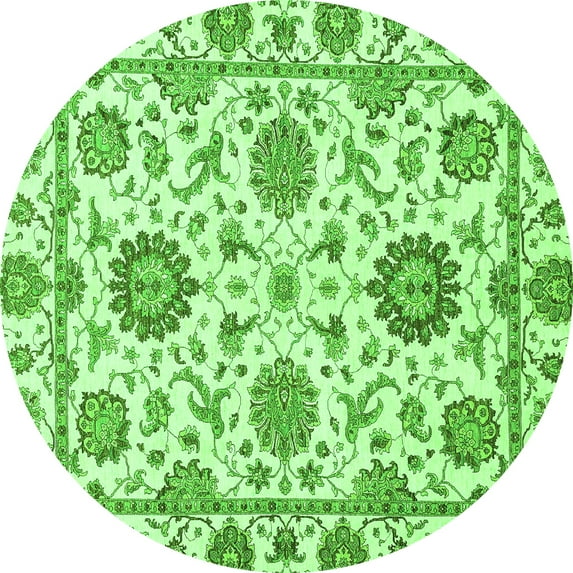 Ahgly Company Indoor Round Abstract Green Modern Area Rugs, 3' Round