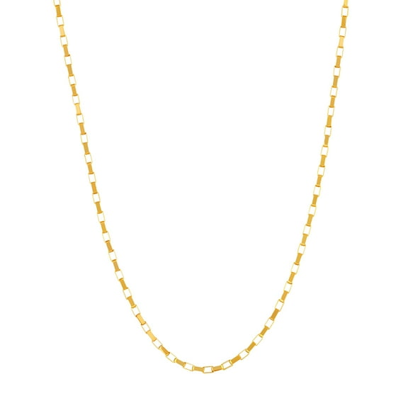 14k Yellow Gold 0.88mm Long Link Box Chain Necklace 063 Spring-Ring Closure 20 Inch Chain Necklace for Women and Men
