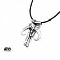 thumbnail image 2 of Stainless Steel Mandalorian Symbol Pendant, 20 Leather Cord, 2 of 2