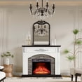 thumbnail image 5 of BOSHIRO 44 Inch Electric Fireplace with Mantel, White Body with Silver Carved Accents and Black Top & Base, Stacked Stone Surround, 23" Fireplace Insert with Remote Control, White Black, 5 of 8