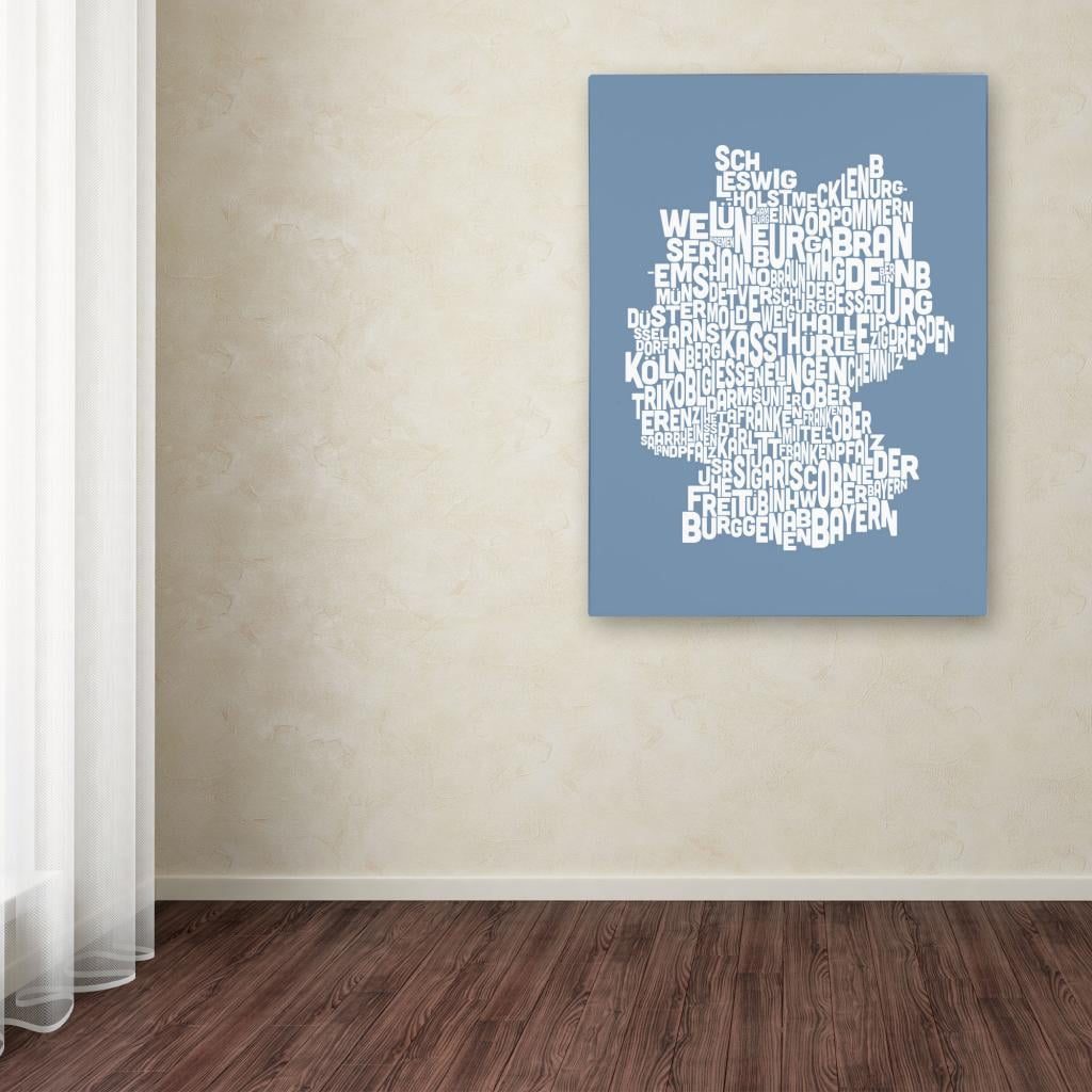 Trademark Art 'STEEL-Germany Regions Map' Canvas Art by Michael Tompsett