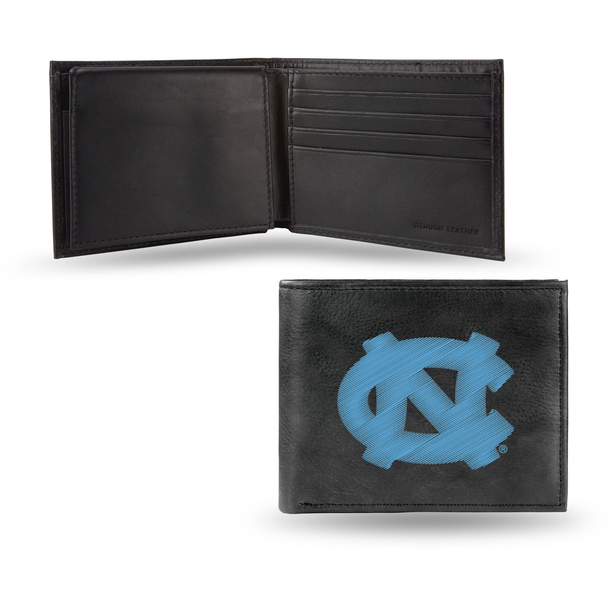 UNC Tar Heels Wallet Black Bifold Leather Carolina Wallet for Men by Shrunken Head 