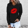 thumbnail image 2 of Hoodie Women Trendy Fall Comfy Hooded Long Sleeve Rolled Cold Shoulder Drawstring Love Printed Leisure Cotton Hoodies Sweatshirts(Black,L), 2 of 6