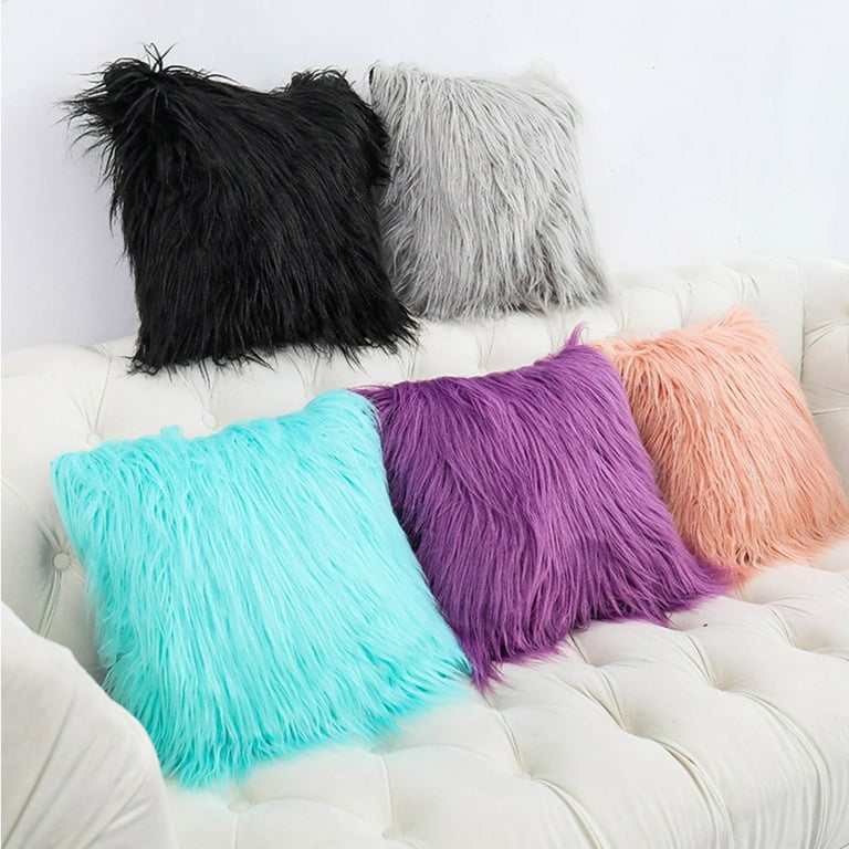 1Pc 45x45CM European Plush Pillowcase Fluffy Pillow Cover Throw Pillow Cover Imitation Wool Cushion Cover Purple without Pillow Walmart