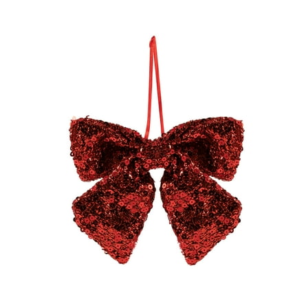 Northlight Shimmering Sequin Bow Christmas Hanging Ornament - 6" - Red