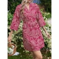 thumbnail image 6 of Avidlove Waffle Knit Robe for Women Soft Lightweight Tie Short Bathrobes 3/4 Sleeve Ladies Sleepwear, 6 of 8