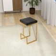 thumbnail image 6 of Filomena Modern Black Velvet Upholstered Tufted Kitchen Gold Metal Bar Stool, 6 of 7
