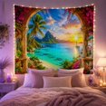 thumbnail image 2 of Floral Garden Tropical with Paradise Grand Weathered Stone, Mystical Fantasy for Space Lovers, Galaxy Room Decor, Mother'S Day Gift, Tapestry Wall Hanging for Bedroom and Dorm, 2 of 7
