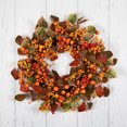 thumbnail image 4 of Northlight Mini Gourds and Berries Artificial Fall Harvest Wreath - 24" - Orange and Green - Unlit, 4 of 8