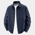 thumbnail image 4 of Mens 100% Cotton Button Down Hunting Shirt with Chest Pocket, Lightweight Breathable Long Sleeve Casual Outdoor Hiking Shacket Tops for Spring Summer Blue-A, 4 of 8