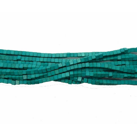 Yellow Turquoise Cube Beads Sea Green 4x4mm Cube Chalk Turquoise Dyed Mix Gemstone, Loose Beads, Approx 15 inch of Loose Strand ()