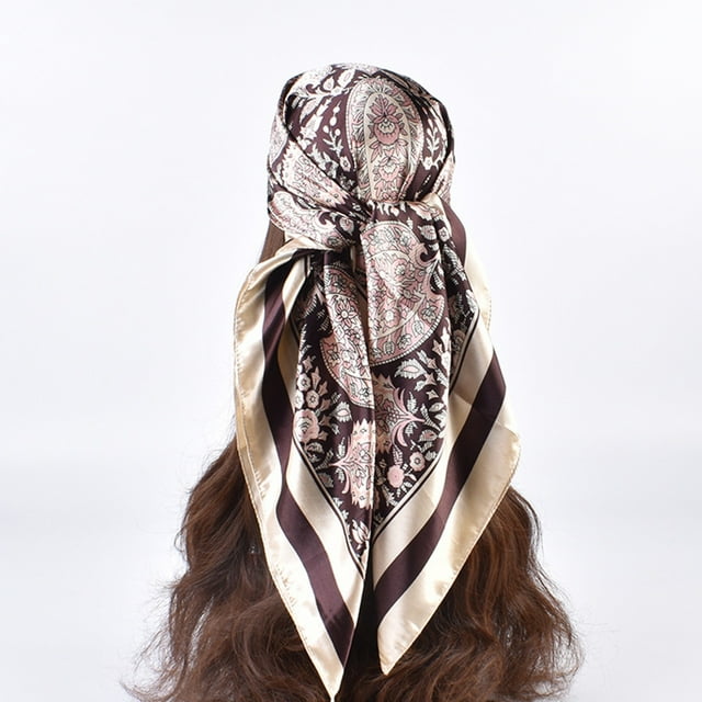 Under $10 Heardband Beige Women's Spring Summer Cashew Flower Pattern Printed Headscarf
