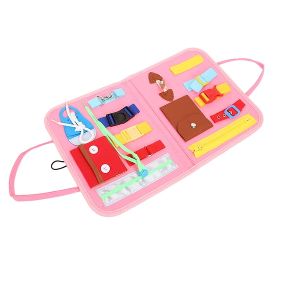 Pink Dementia Fidget Blanket Multipurpose Anxiety Relief and Hand Dexterity Sensory Pad for Adults 11x8.6 Inches / 29x22 cm