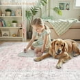 thumbnail image 6 of Lahome 8x10 Farmhouse Washable Rug Indoor, Non Slip Large Rugs for Livng Room, Soft Ultra Thin Pink Girls Bedroom Rug Throw Carpet for Nursery, 6 of 9