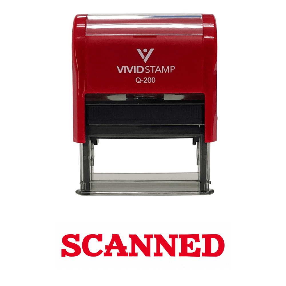 Vivid Stamp Simple SCANNED Office SelfInking Office Rubber Stamp (Red