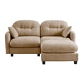 thumbnail image 2 of Cloud Sectional L-Shaped Couch with Ottoman, Soft Chenille Fabric, Tufted Cushion Backrest Design High-Density Foam, Fits Bedrooms Living Rooms Reading Nooks (Camel), 2 of 11