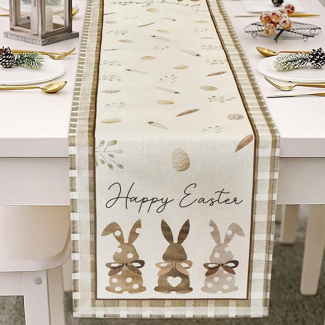 Limited Time Deal Iumwxz Cute Rabbits Radish Eggs Themed Tablecloth Linen Printed Table Flag Easter Restaurant Decoration 4 Sizes Available Room Decor Patio Decor Big Savings