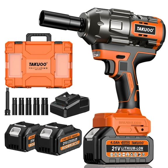 1300Nm Cordless Impact Wrench 960ft-lbs 1/2 Battery Impact Gun 2X 4.0Ah Battery