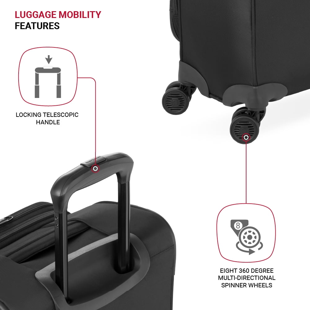 SWISSGEAR Checklite II Softside 3-Piece Expandable Luggage Set with 8 Spinner Wheels in Black
