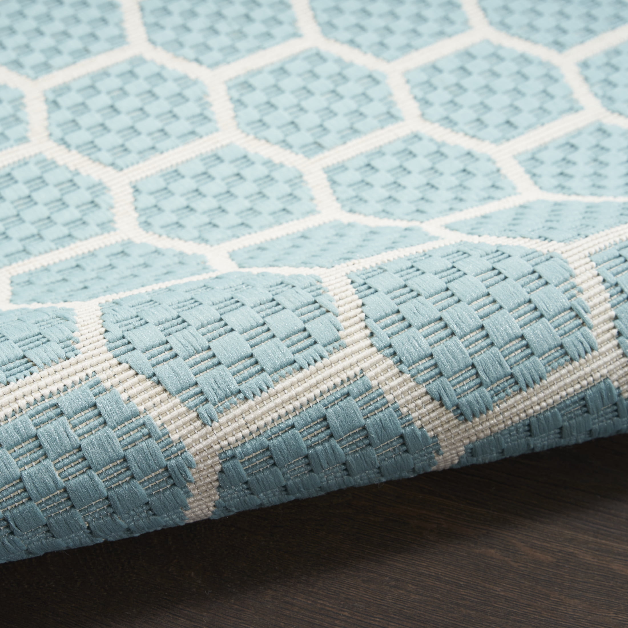 Nourison Twist Reversible 6' x 9' Aqua Modern Rug