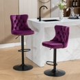 thumbnail image 1 of Swivel Velvet Barstools Adjusatble Seat Height from 25-33 Inch,Modern Upholstered Bar Stools with Backs Comfortable Tufted for Home Pub and Kitchen Island,Set of 2, 1 of 5