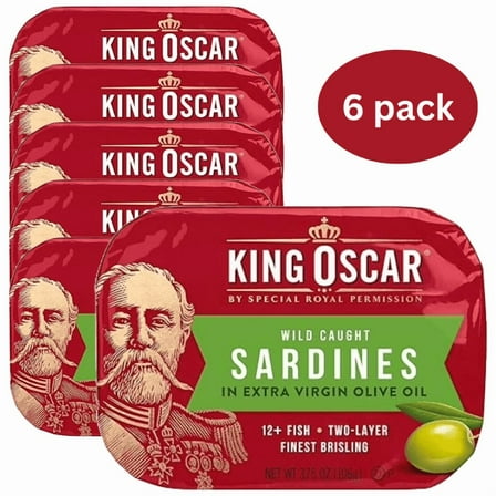 King Oscar Sardines Extra Virgin Olive Oil, 3.75-Ounce Cans (Pack of 6)