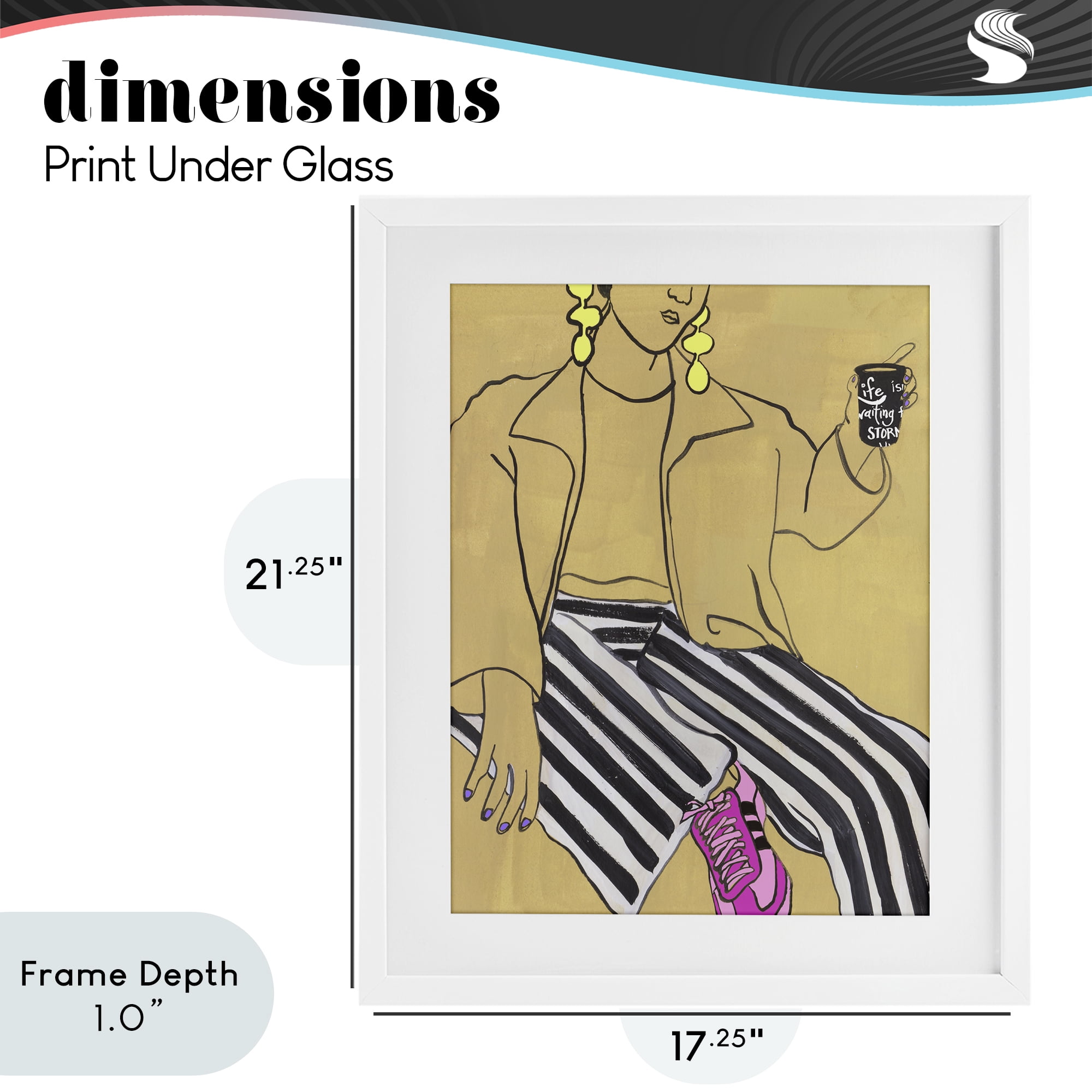 Stupell Industries Fashion Girl in Stripes White Framed Print Under Glass, design by Melissa Wang