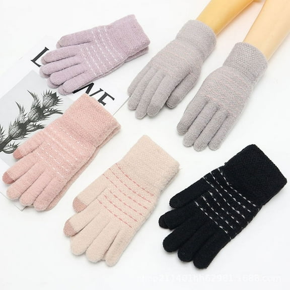 Yoyauz Winter Knitted Gloves, Men's And Women's Touch Screen Cold Weather Gloves, Full Finger Warm Non-Slip Gloves For Hiking