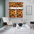 thumbnail image 5 of Summer Radiant Kitchen Curtains Valances and Tiers Set of 3 Sunflower Flower Plants Oil Painting Tier Curtains and Valance with Rod Pocket for Small Windows, 27.5"x24", 5 of 9
