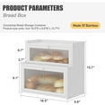 thumbnail image 2 of Double Layer Bamboo Bread Box for Kitchen Counter,Bread Holder,Countertop Bread Storage with Window (White), 2 of 7