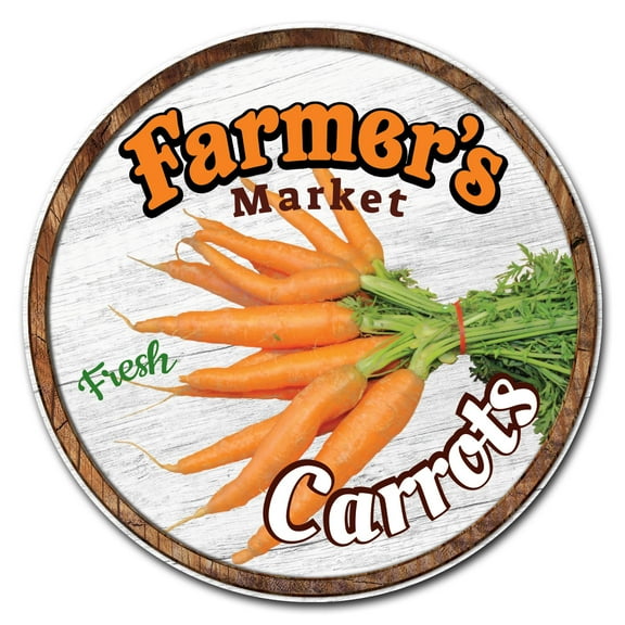 SignMission C-24-CIR-WS-Carrots Corrugated Plastic Sign with Stakes 24 in. Circular - Farmers Market Carrots