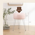thumbnail image 5 of Dycanpo 19” Faux Leather Vanity Stool Modern Chair with Metal Leg, for Makeup Room, Pink, 5 of 7