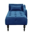 thumbnail image 5 of Aijia 60.6" Velvet Chaise Lounge with Button-Tufted Design, Nailhead Trim, Solid Wood Legs & 1 Pillow - Blue (Left Arm Facing) for Living Room Relaxation, 5 of 7