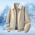 thumbnail image 2 of Fgnfyis Mens Winter Jacket Winter Lined Jacket with Lapel Collar Heavy Duty Thermal Outerwear Coats for Cold Weather Coats for Men Beige XL, 2 of 4