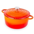 thumbnail image 1 of Olla de hierro fundido con tapa – Cacerola esmaltada antiadherente apta para horno, apta hasta 260 °C – Resistente olla holandesa – Naranja, 5 cuartos, 24 cm – de Nuovva, 1 of 5