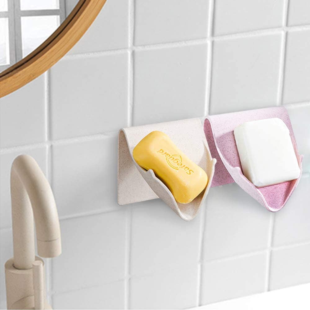 2Pcs Soap Holder for Shower Wall, Self Adhesive Soap Dish with