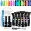 Gellen Nail Extension Gel Kit - Glow In The Dark Neon Rainbow 6 Colors