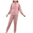 thumbnail image 2 of TMOYZQ Womens 2 Piece Outfits Fleece Sweatsuits Tracksuits Lounge Zipped Up Warm Thick Winter loungewear Sets with Pockets on Clearance, 2 of 5