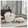 thumbnail image 5 of Swivel Accent Chair with Ottoman Set, Modern Chenille Armchair with Removable Back Pillow & 2 Armrest Covers for Living Room, Bedroom, Office, White, 5 of 9