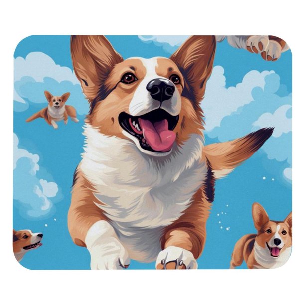 Alfombrilla de ratón Happy Corgis con base de goma antideslizante, cuadrada, protector para portátil, almohadillas de escritura, alfombrilla de ratón para juegos de ordenador, alfombrilla