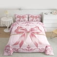 thumbnail image 3 of Feelyou Pink Princess Bowknot Bedding Comforter Set, Bohemian Damask Flower Twin Comforter Sets, Western Fashion Bow Reversible Bedding Set, Super Cozy Room Decor, 2-Piece, 3 of 9