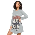 thumbnail image 3 of FORMRS Womens Long Sleeve Nightgowns Crew Neck Sleep Shirt Soft Pajamas Sizes S-3XL, Gray Game Day, 3 of 8
