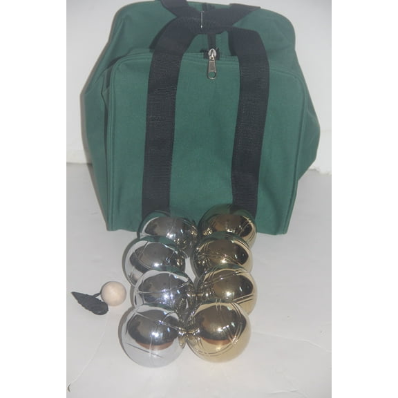 73mm Metal Bocce/Petanque Set with 4 Gold and 4 Silver Balls and Heavy Duty Green Nylon Bag - Single