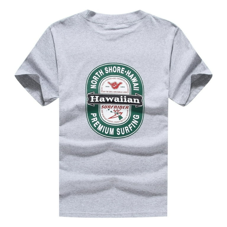 Men's Hawaii Hawaii Beer Hang Loose Print Crew Neck T Shirt