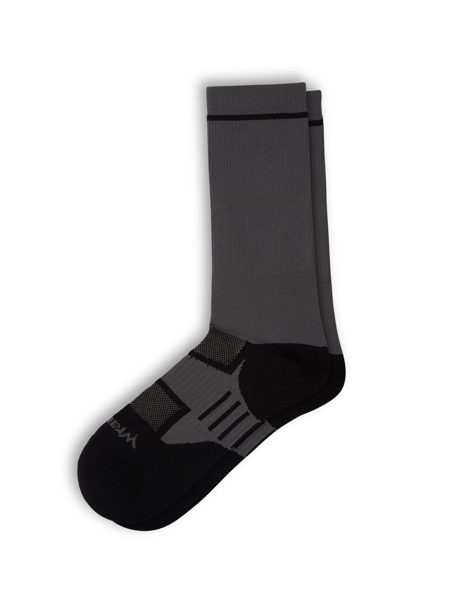Wrangler Comfort Compression Crew Socks for Men, Size 6-12, White/Gray/Black, 3 Pairs
