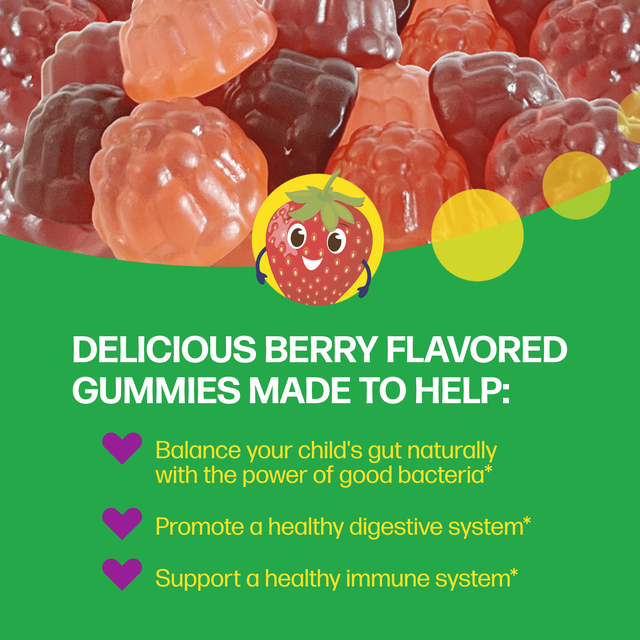 Culturelle Probiotics Kids Veggie Fiber + Probiotic Daily Gummies Supplement, Immunity & Digestion Support for Children, Berry Blast Flavor, 60 Count