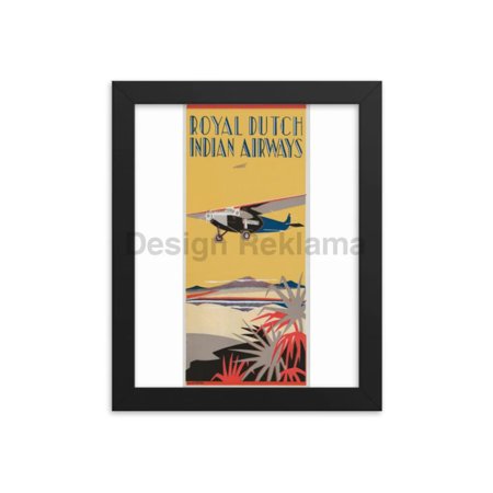 Royal Dutch Indian Airways circa 1935. Framed Vintage Travel Poster. Signed Ludburg
